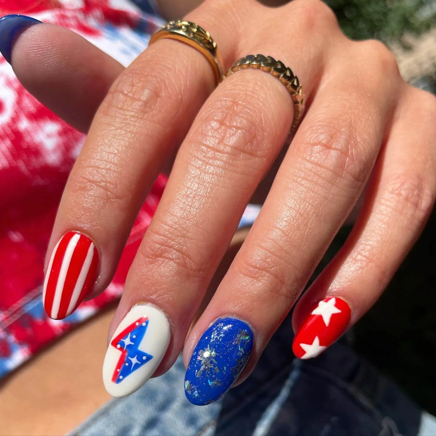 4th of July Round Nails