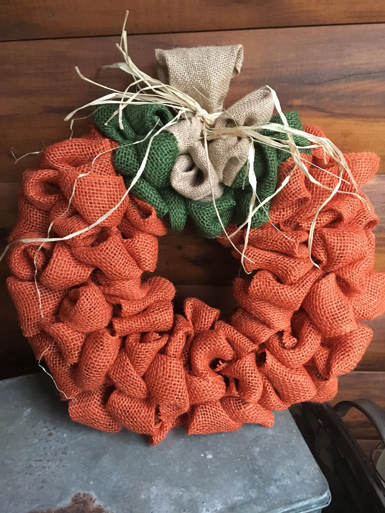 Pumpkin & Burlap Wreath