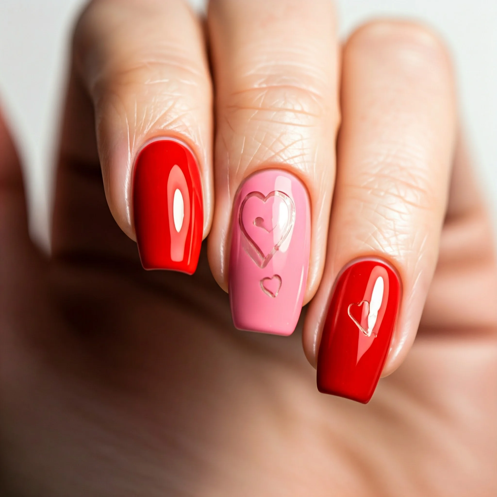 Heart Stencil Elegance for Valentines Nail