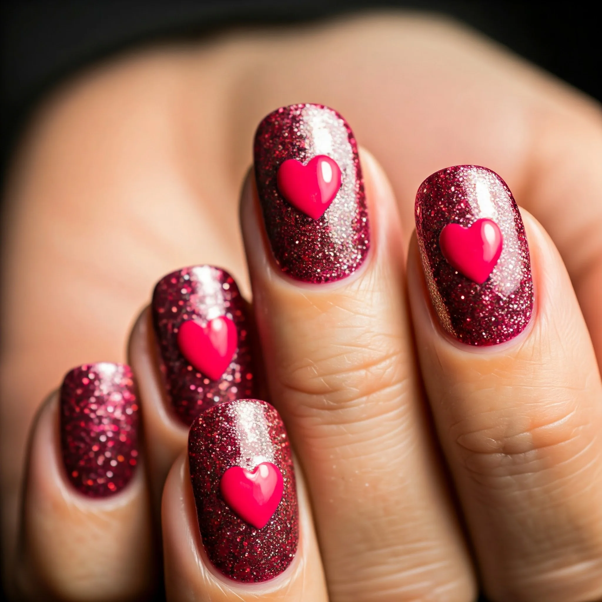 Glitter Love Affair for Valentines Nail